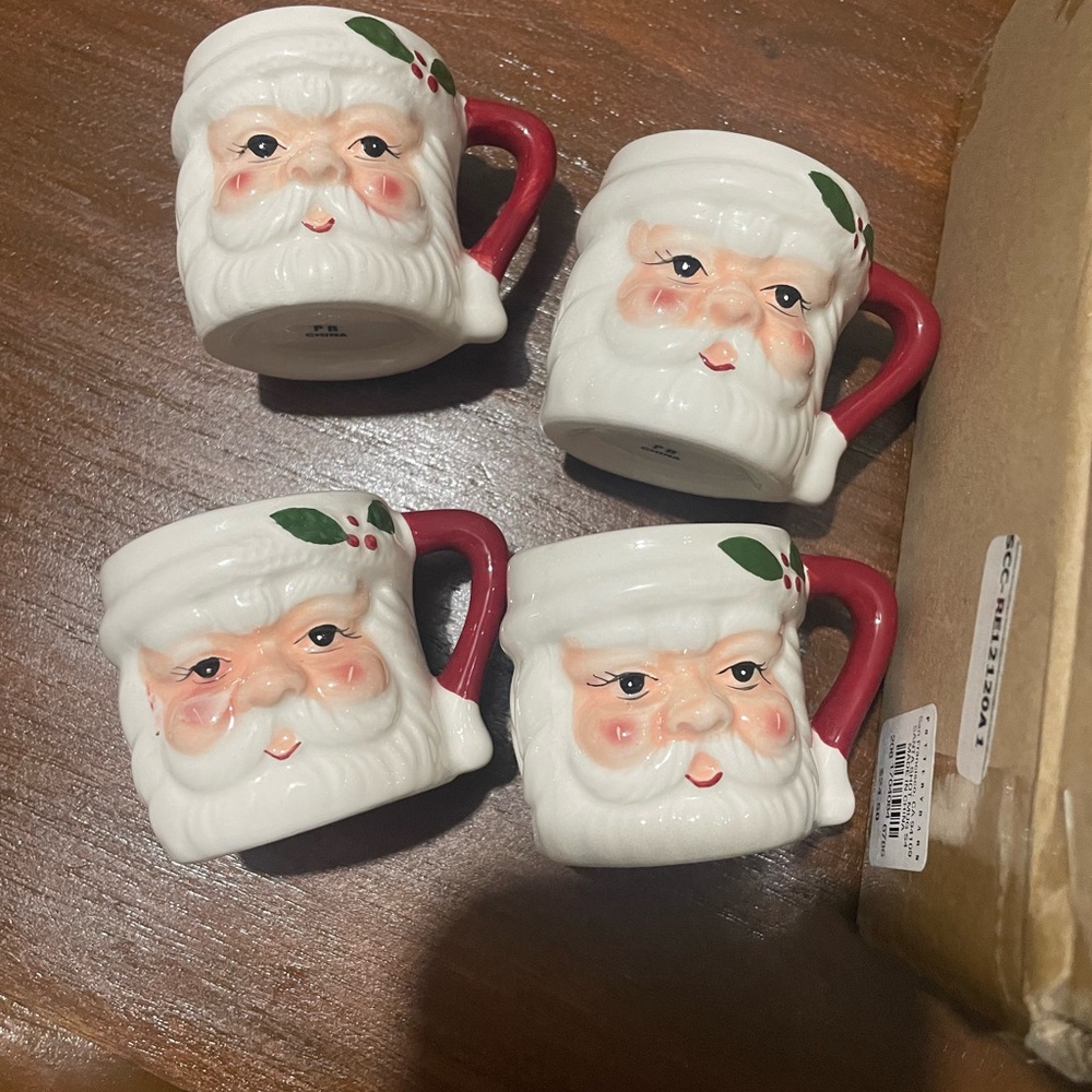 Pottery Barn Santa Shot Mugs Set vintage Santa retro
